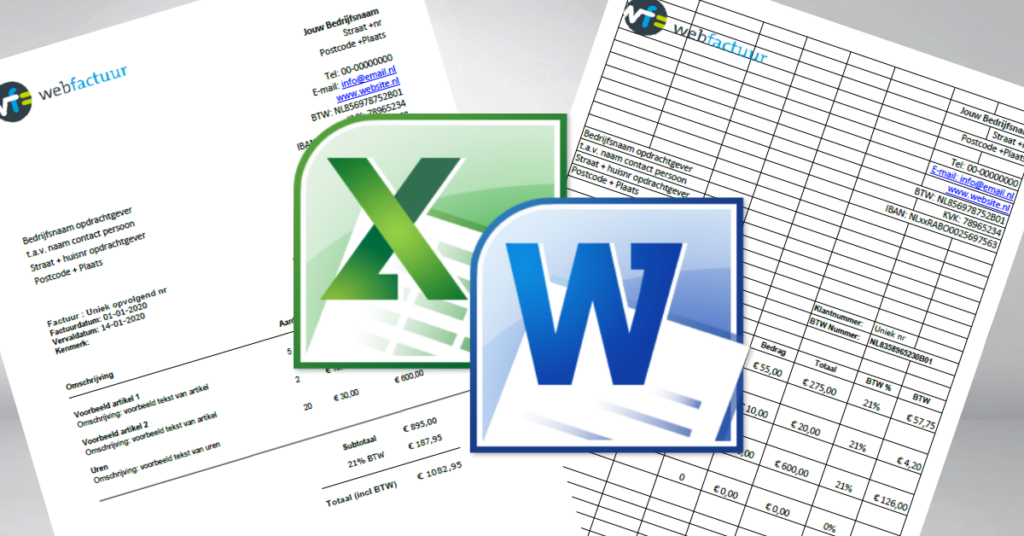 Voorbeeld Factuur Word Excel Gratis Downloaden, speciaal voor ZZP'ers